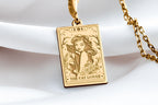 Witch Girl Necklace: 14K Gold with tarot card rider waite occult arcana talisman - View 48