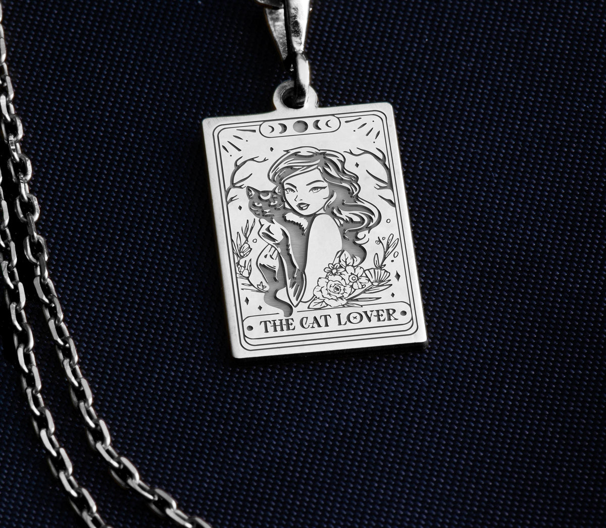 Witch Girl Necklace: 14K Gold with tarot card rider waite occult arcana talisman - View 214