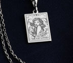 Witch Girl Necklace: 14K Gold with tarot card rider waite occult arcana talisman - View 214