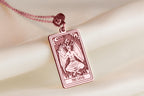 Devil Tarot Rider Waite Occult Amulet Necklace Necklaces 14K Rose 14K 14K Rose Gold Plated rectangular pendant featuring a gothic devil figure design.