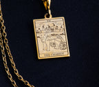 14K Gold The Charity Tarot Cat Necklace: 14K Gold with tarot card rider waite occult - View 158