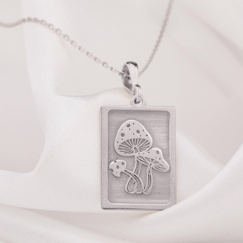 Mushroom Necklace: 14K Gold with mushroom necklace psychedelic gift amulet talisman - View 200