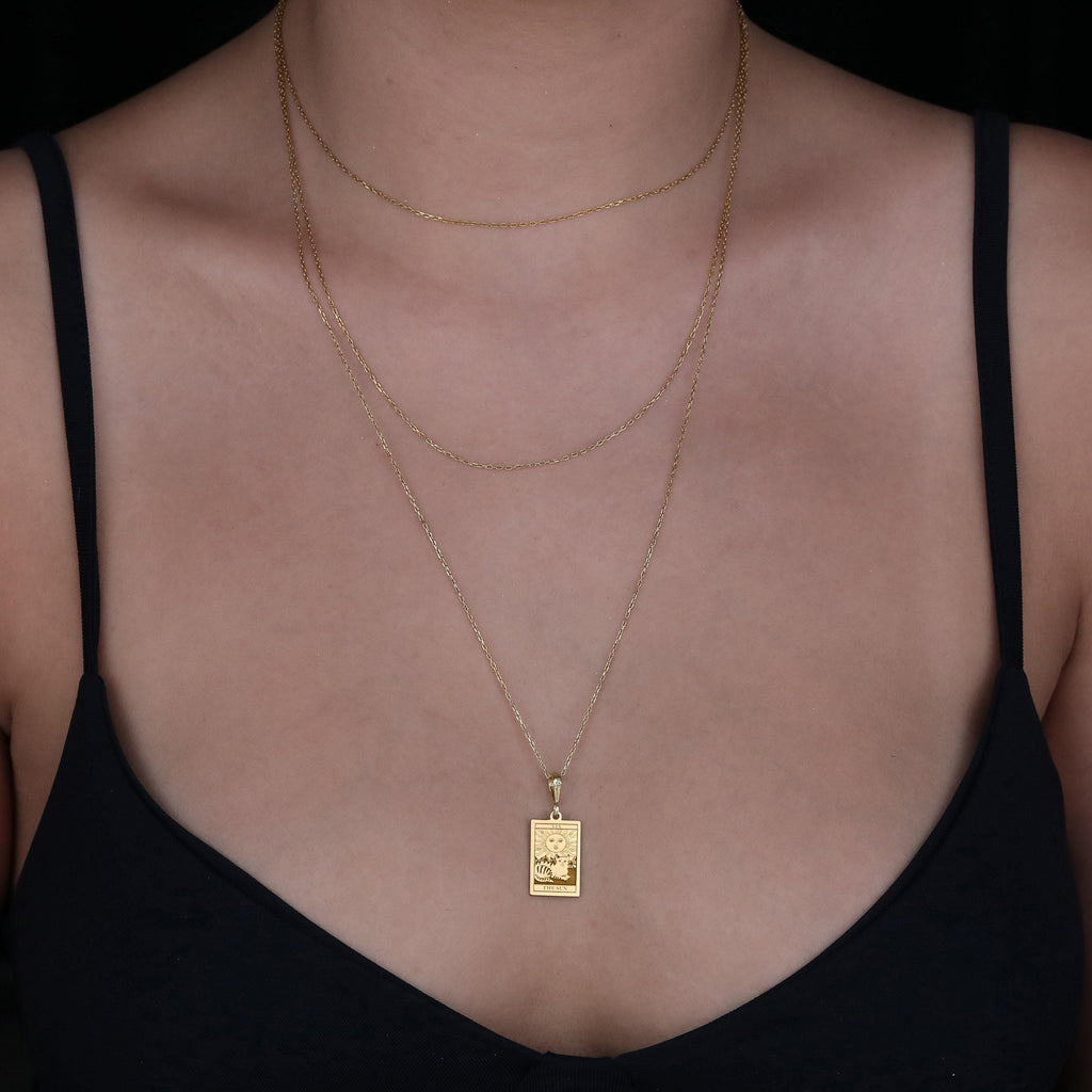 The Sun Tarot Necklace: 14K Gold with sun card rider waite occult arcana talisman - View 158