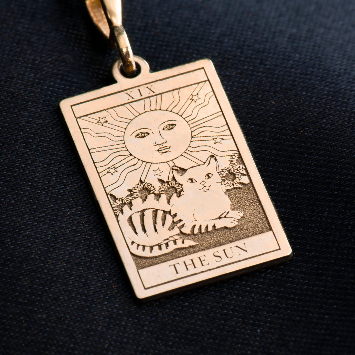 The Sun Tarot Necklace: 14K Gold with sun card rider waite occult arcana talisman - View 102