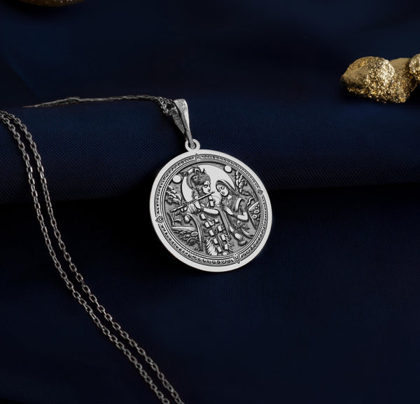 Krishna Radha Necklace: 14K Gold with real gold krishna solid gold krishna talisman - View 200