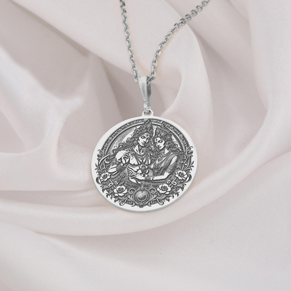 Shiva Parvati Necklace: 14K Gold with mahadev trishul amulet talisman spiritual amulet - View 200