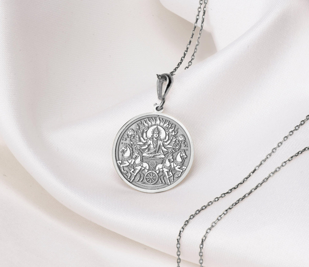 Surya Sun God Necklace: 14K Gold with surya pendant silver surya amulet talisman - View 102
