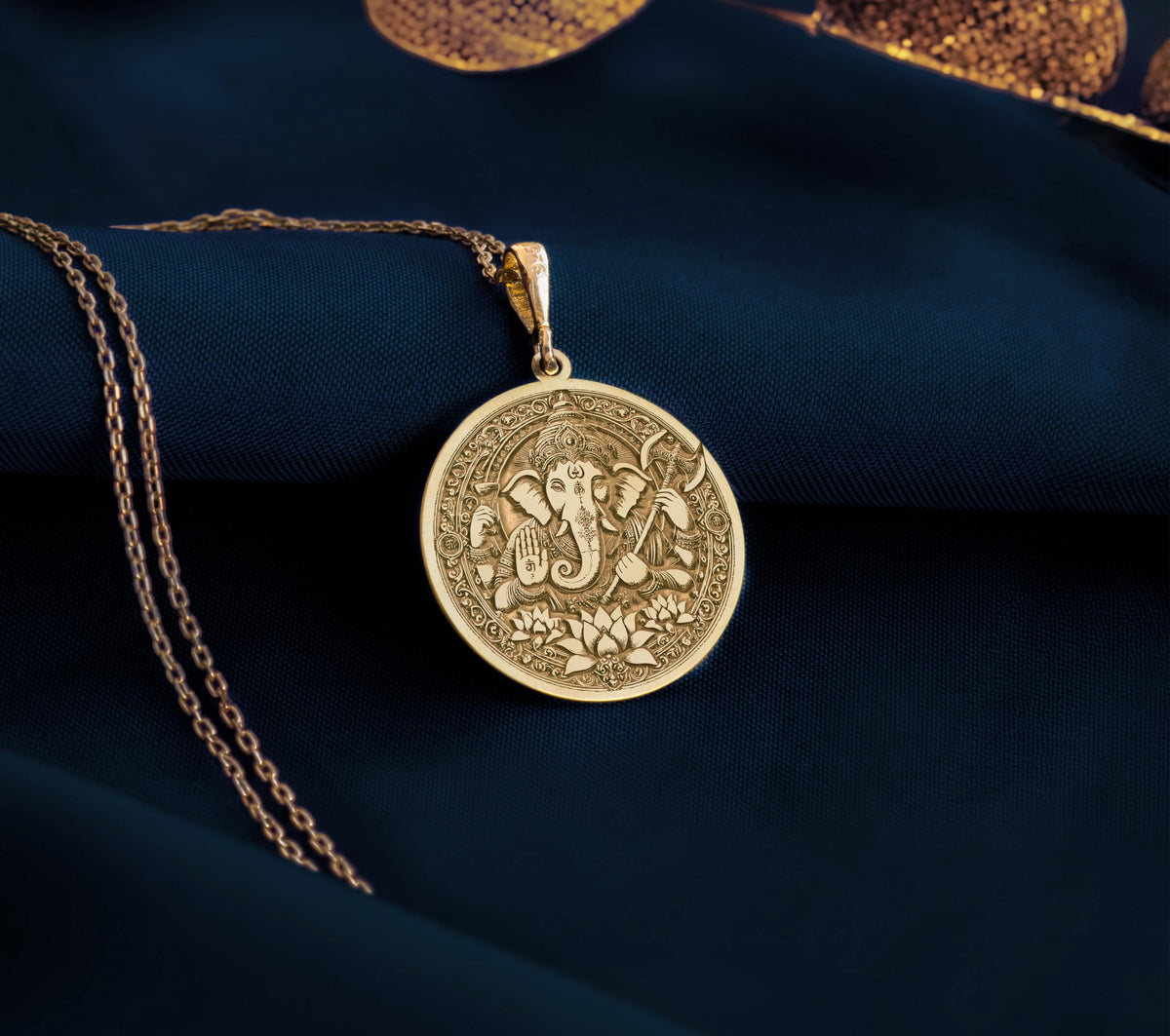 Ganesha Necklace: 14K Gold with elephant god ganapati amulet talisman spiritual amulet - View 158
