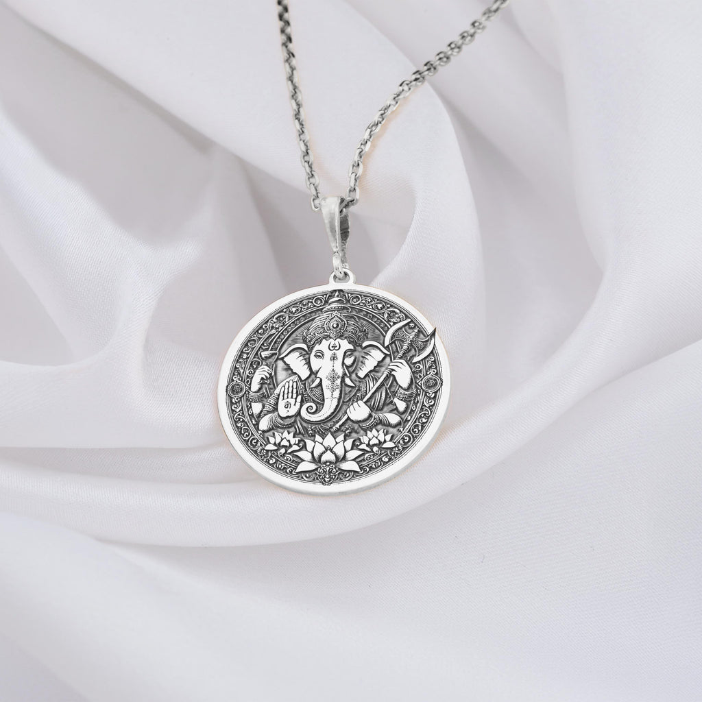Ganesha Necklace: 14K Gold with elephant god ganapati amulet talisman spiritual amulet - View 102