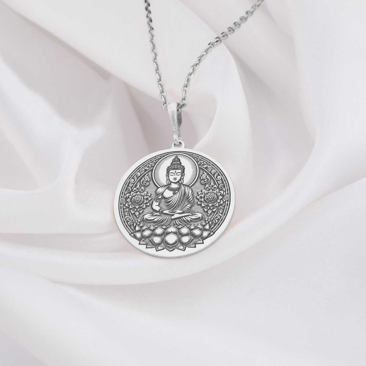 Buddha Necklace: 14K Gold with buddha gold necklace 14k solid zen talisman amulet - View 214