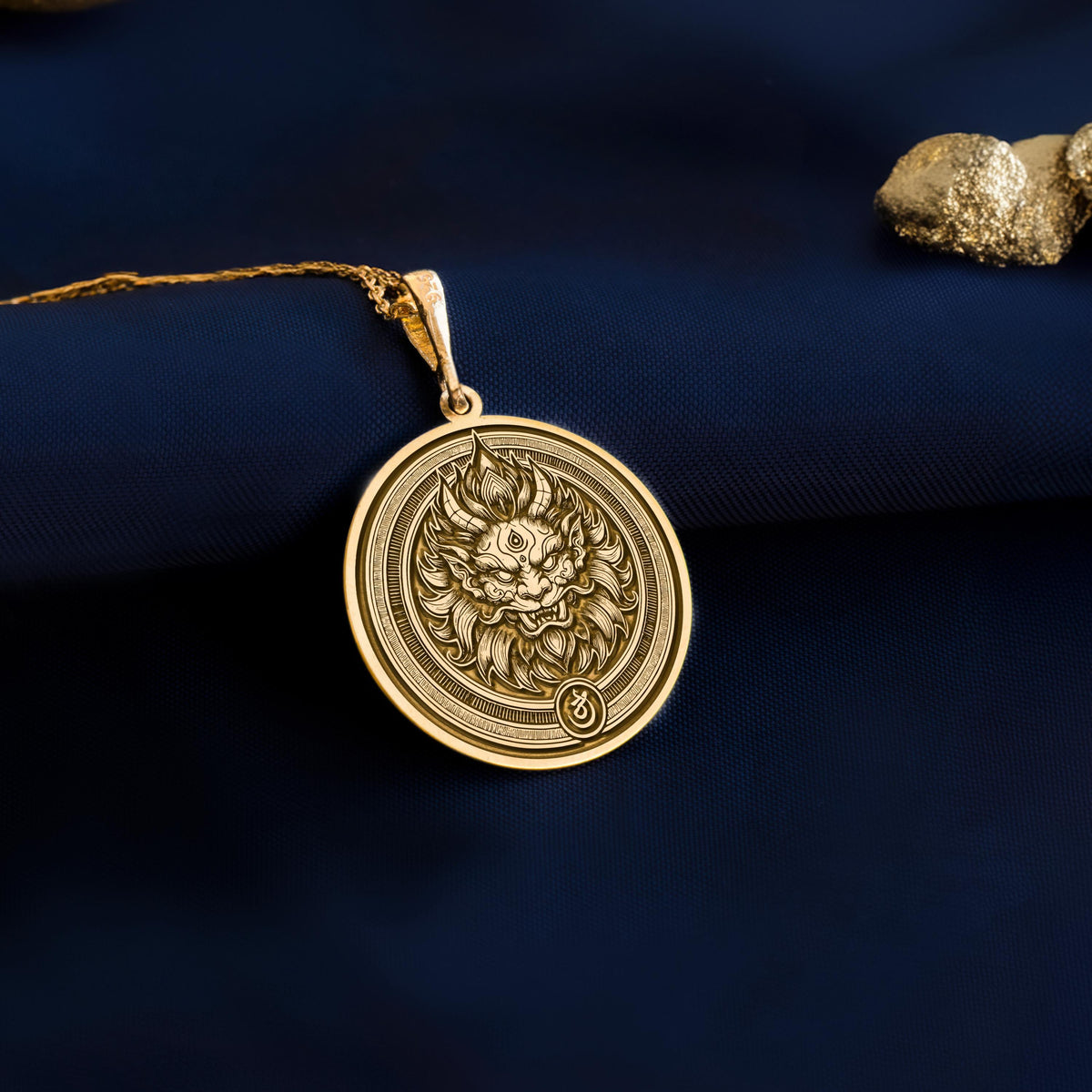 Asura Pendant: 14K Gold with gold asura hindu demon spiritual amulet talisman amulet - View 207