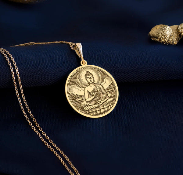 Buddha Necklace: 14K Gold with handmade buddha real gold buddha talisman amulet amulet - View 207