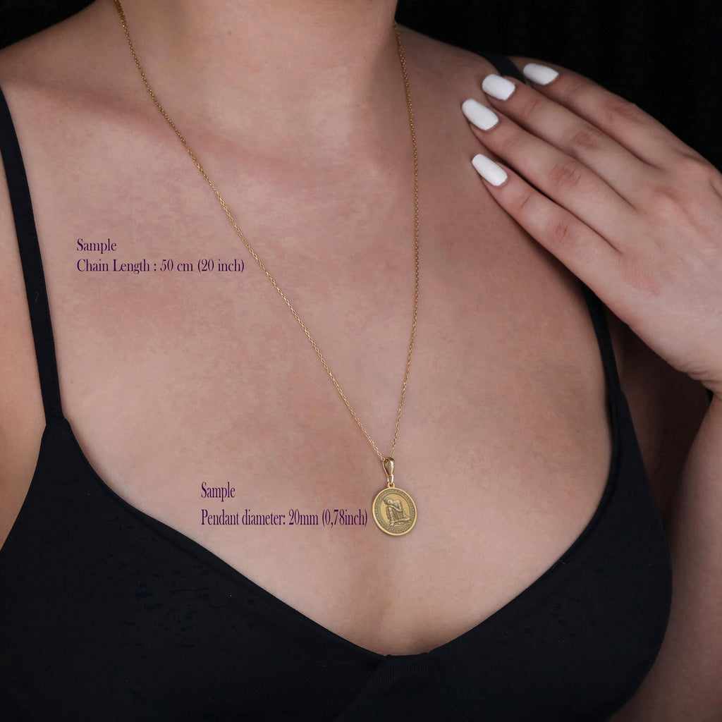 Meditating Buddha Necklace Necklaces 14K 14K Gold Plated engraved circular medallion pendant necklace for women