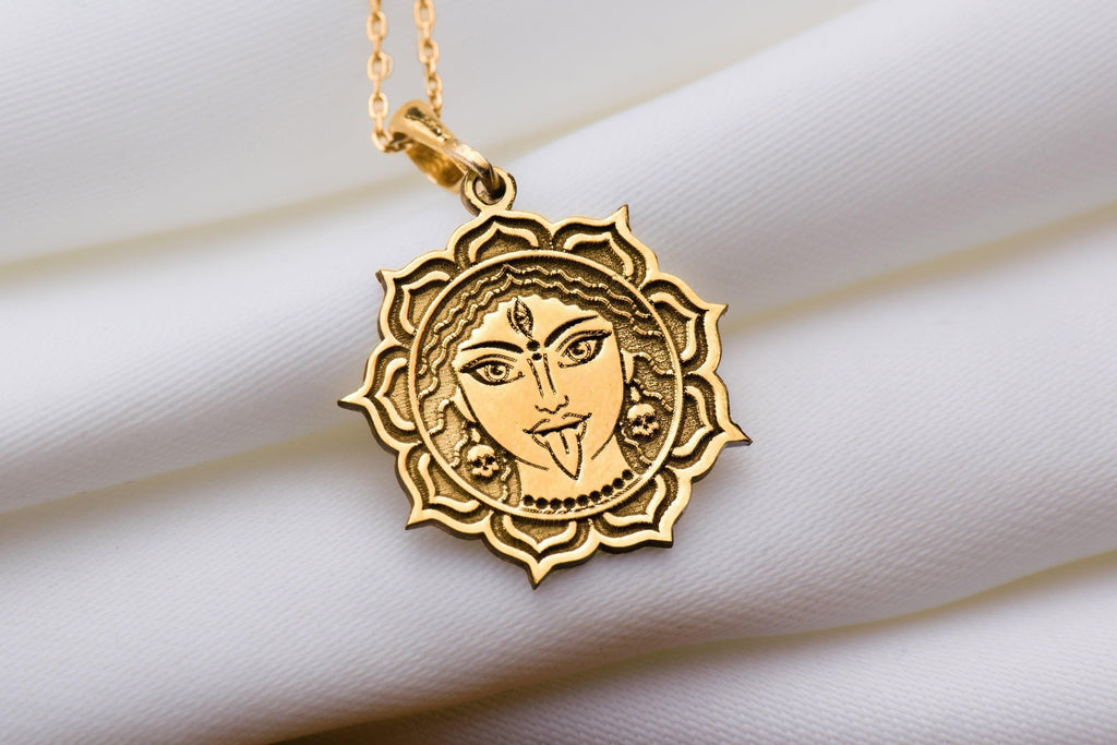 Durga Necklace: 14K Gold with shakti warrior goddess amulet talisman spiritual amulet - View 48