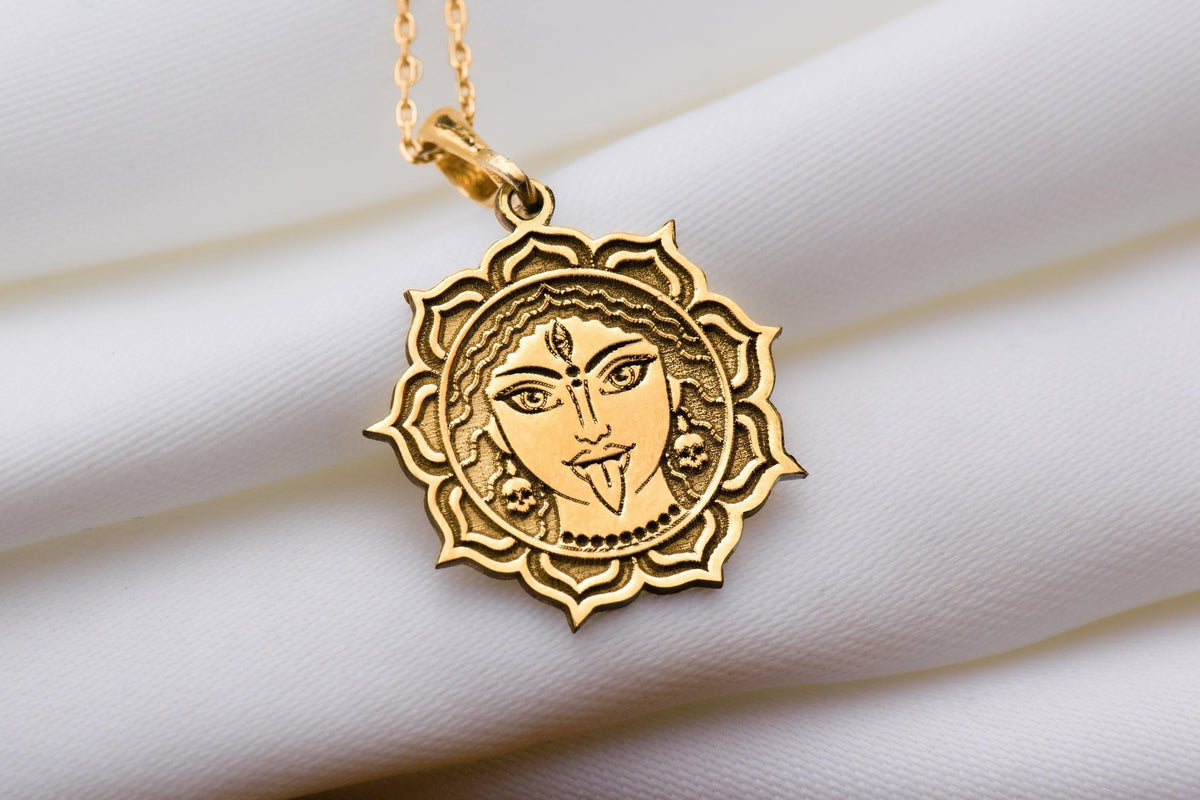 Durga Necklace: 14K Gold with shakti warrior goddess amulet talisman spiritual amulet - View 48