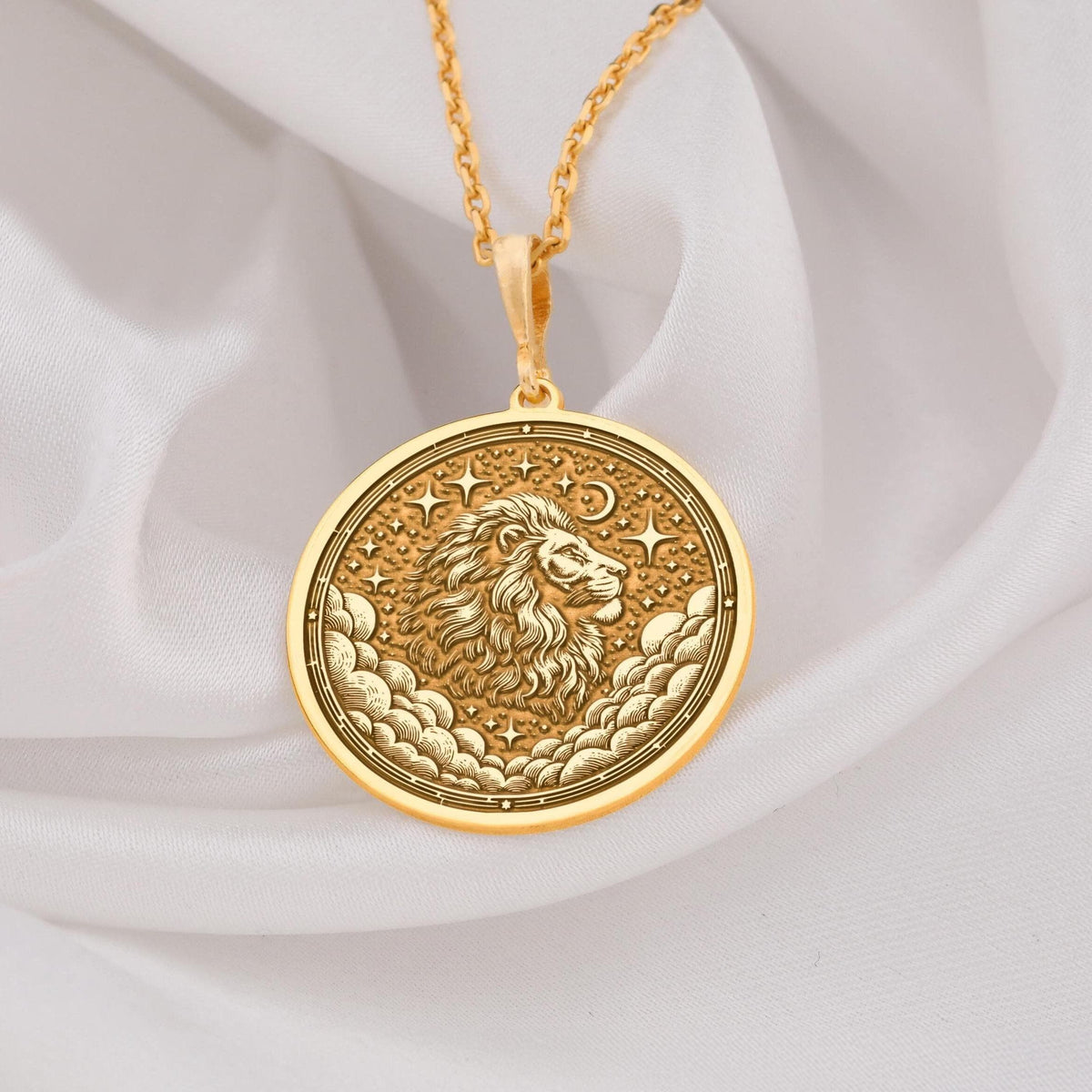Leo Zodiac Coin Pendant: 14K Gold with lion zodiac zodiac sign astrology amulet talisman - View 48