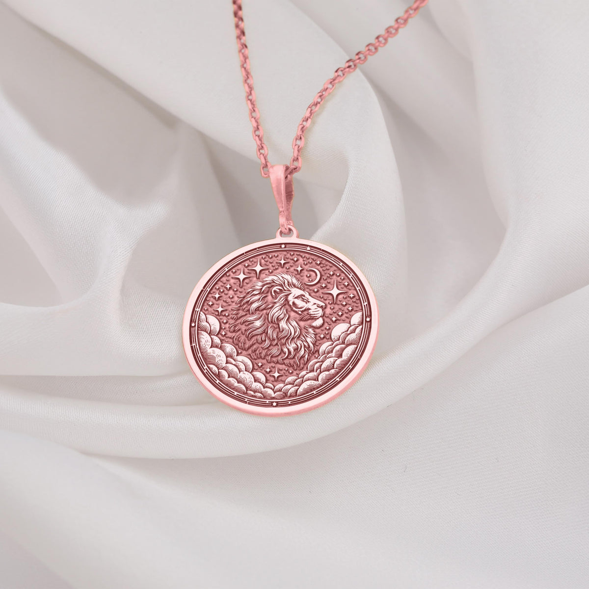 Leo Zodiac Coin Pendant: 14K Gold with lion zodiac zodiac sign astrology amulet talisman - View 214