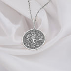 Gaia Earth Goddess Amulet Necklace Necklaces 925 925 Sterling Silver pendant necklace featuring a classical figure design on a round disc.