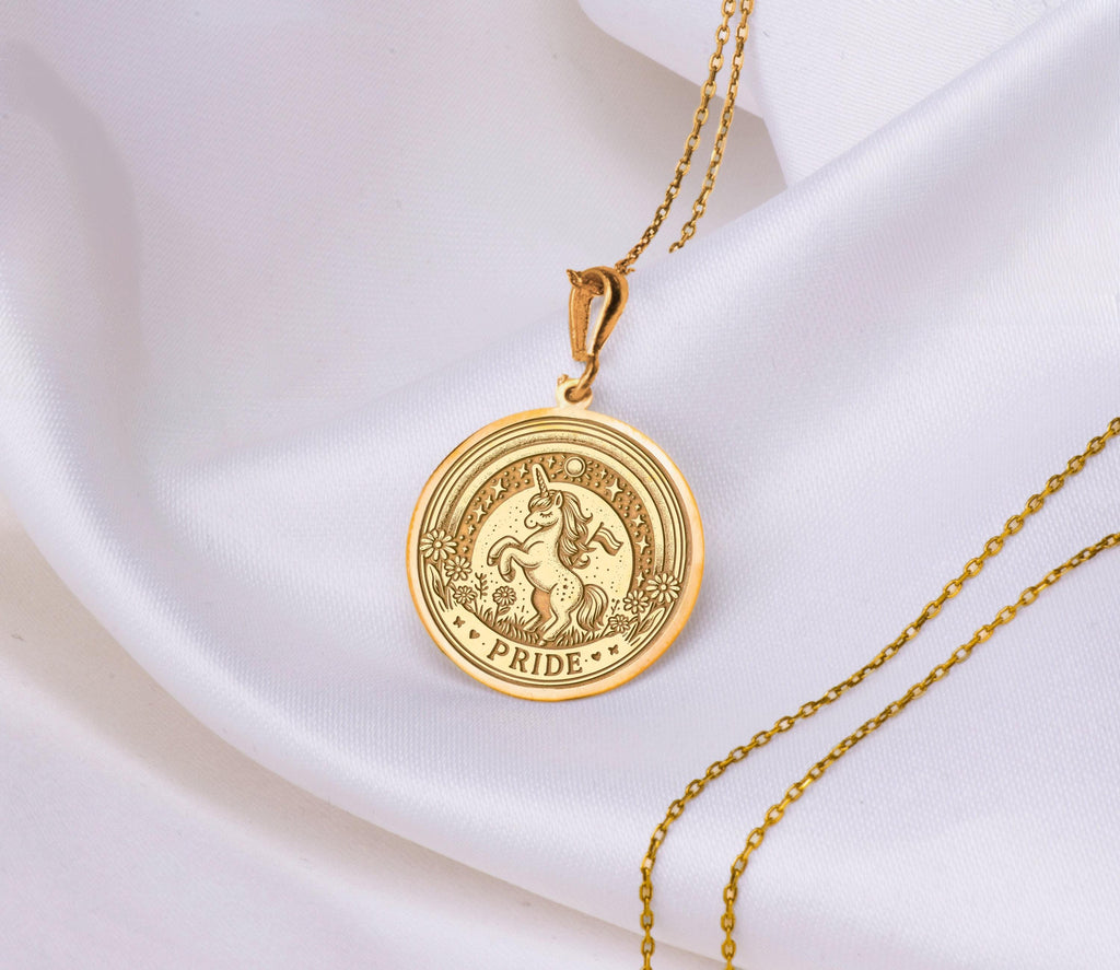 Pride Unicorn Necklace: 14K Gold with unicorn jewelry silver unicorn charm amulet - View 48