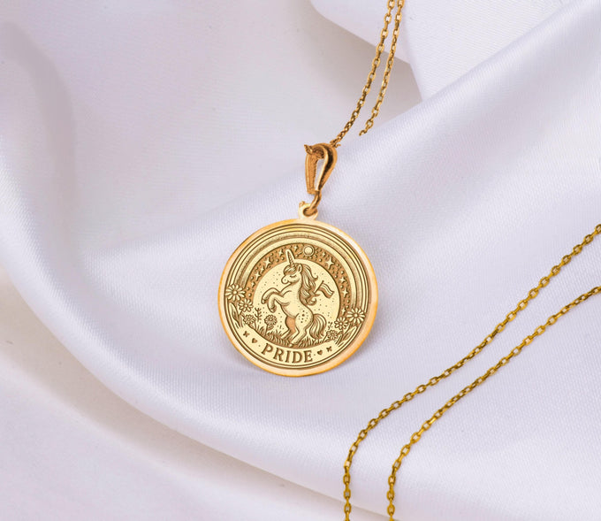 Pride Unicorn Necklace: 14K Gold with unicorn jewelry silver unicorn charm amulet - View 48
