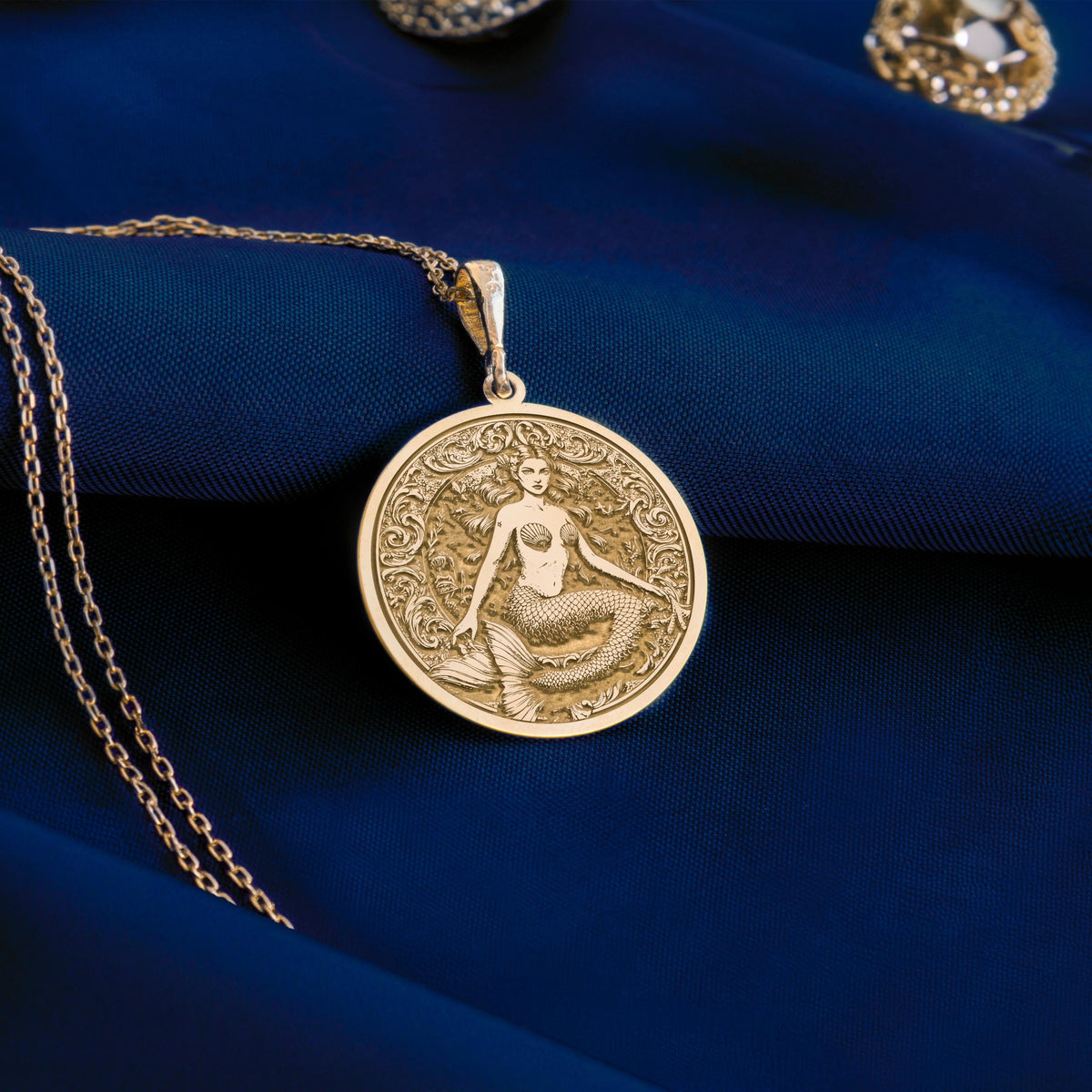 Mermaid Necklace: 14K Gold with sea siren ocean goddess talisman amulet collectible - View 158