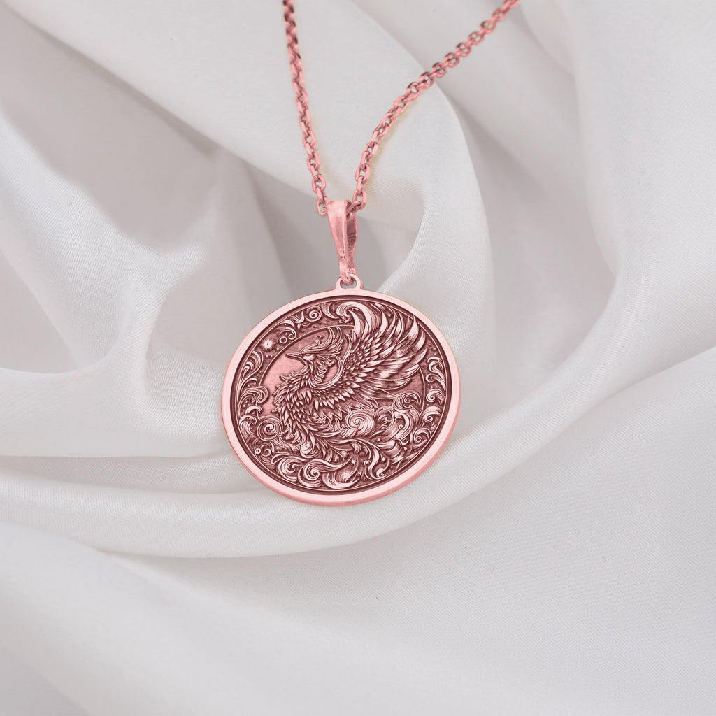 Phoenix Necklace: 14K Gold with phoenix necklace personalized phoenix talisman amulet - View 214