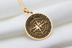 14K Gold Compass Necklace, Directional Pendant, Personalized Gift, Dainty Gold Scope Charm - View 207