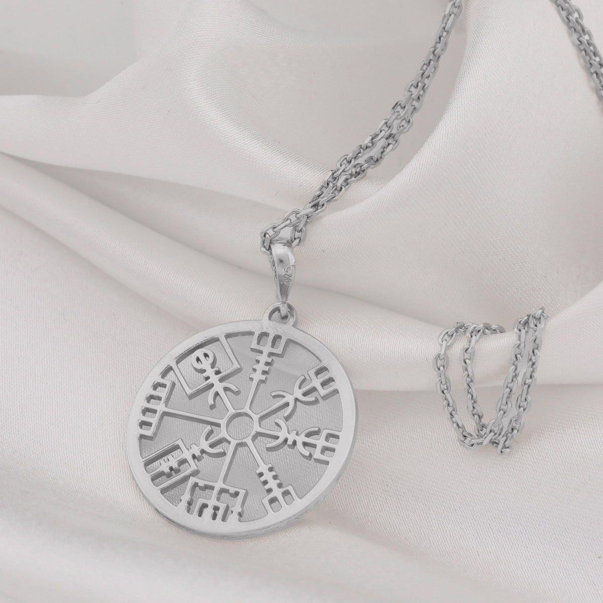 Vegvisir Compass Necklace: 14K Gold with viking compass norse rune wayfinder runic - View 200