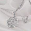 Vegvisir Viking Compass Norse Rune Necklace — Solid 925 Sterling Silver front view
