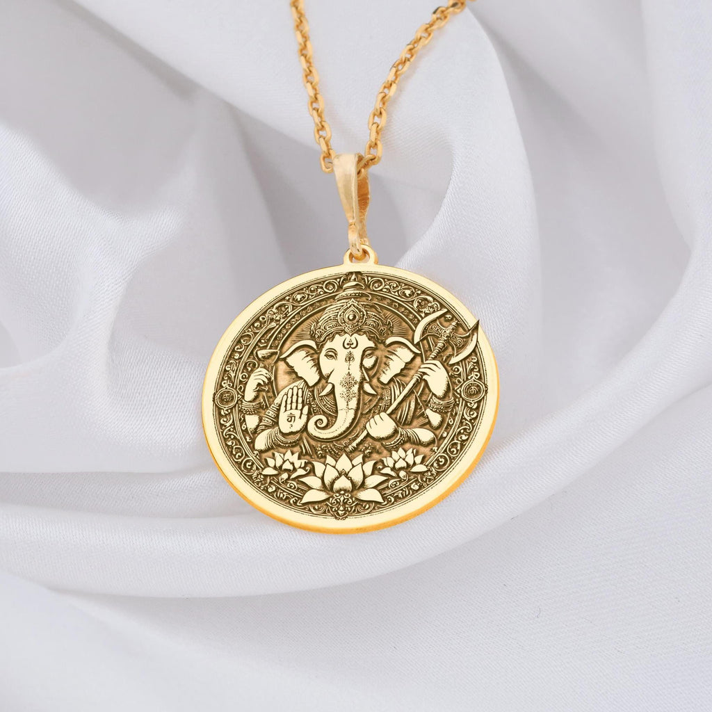 Ganesha Necklace: 14K Gold with elephant god ganapati amulet talisman spiritual amulet - View 48
