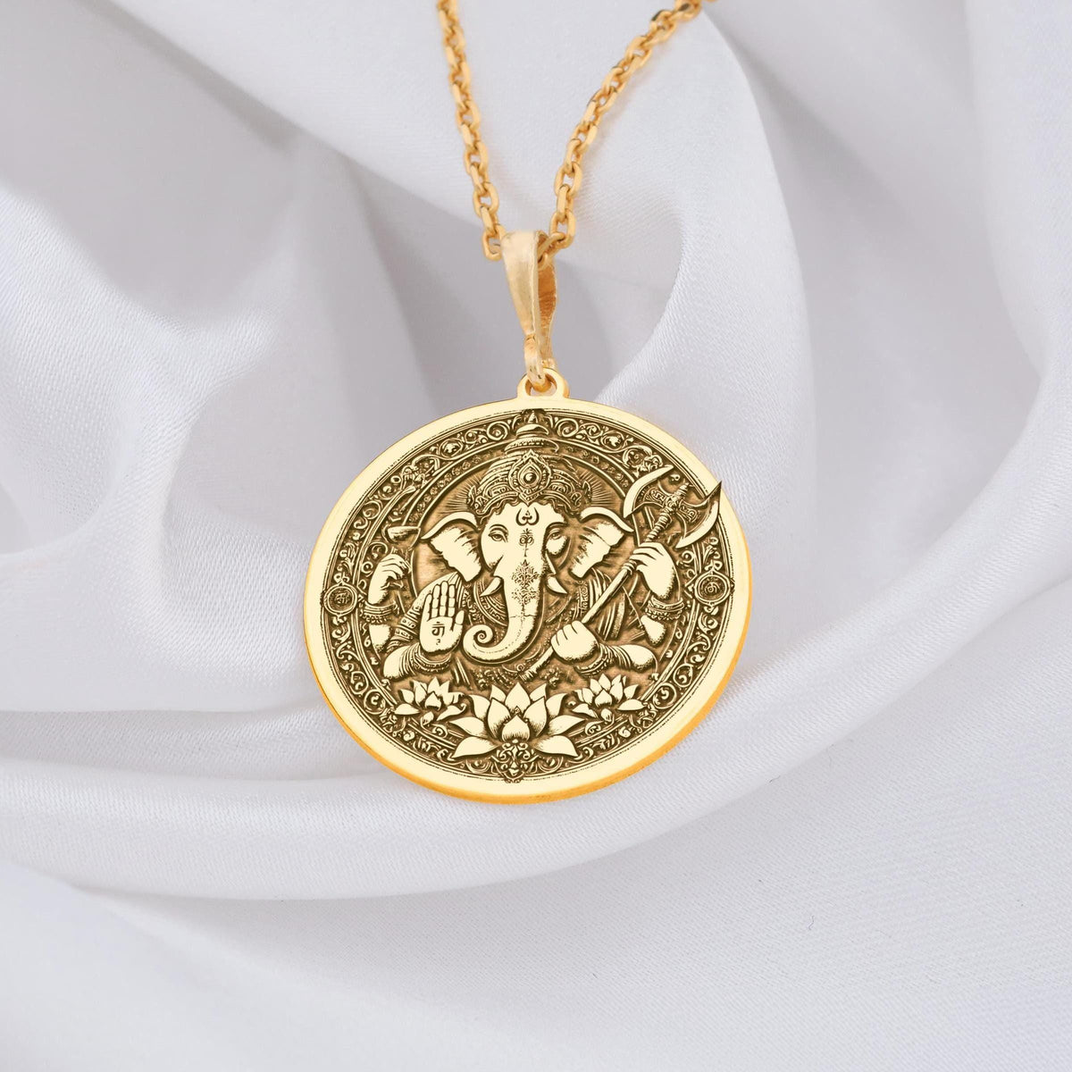 Ganesha Necklace: 14K Gold with elephant god ganapati amulet talisman spiritual amulet - View 48