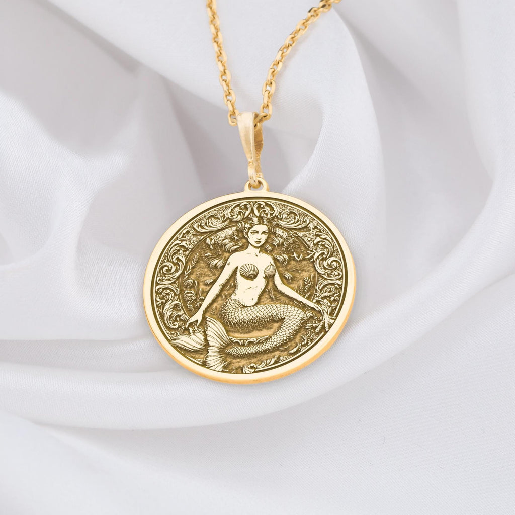Mermaid Necklace: 14K Gold with sea siren ocean goddess talisman amulet collectible - View 48