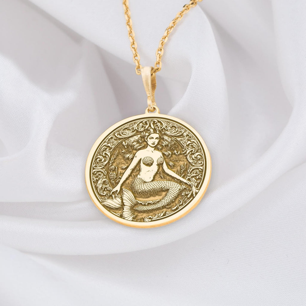 Mermaid Necklace: 14K Gold with sea siren ocean goddess talisman amulet collectible - View 48