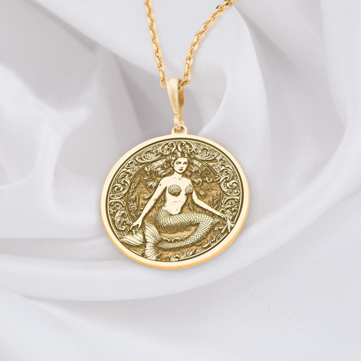 Mermaid Necklace: 14K Gold with sea siren ocean goddess talisman amulet collectible - View 48
