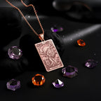 Strength Tarot Card Necklace: 14K Gold Lion and Maiden, Inner Power Charm - View 6