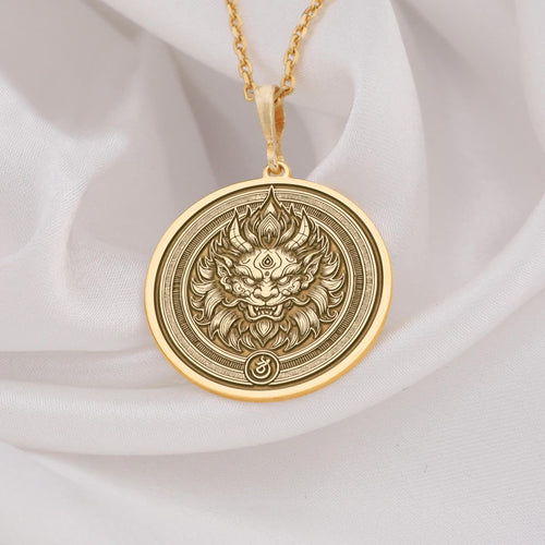 Asura Pendant: 14K Gold with gold asura hindu demon spiritual amulet talisman amulet - View 153