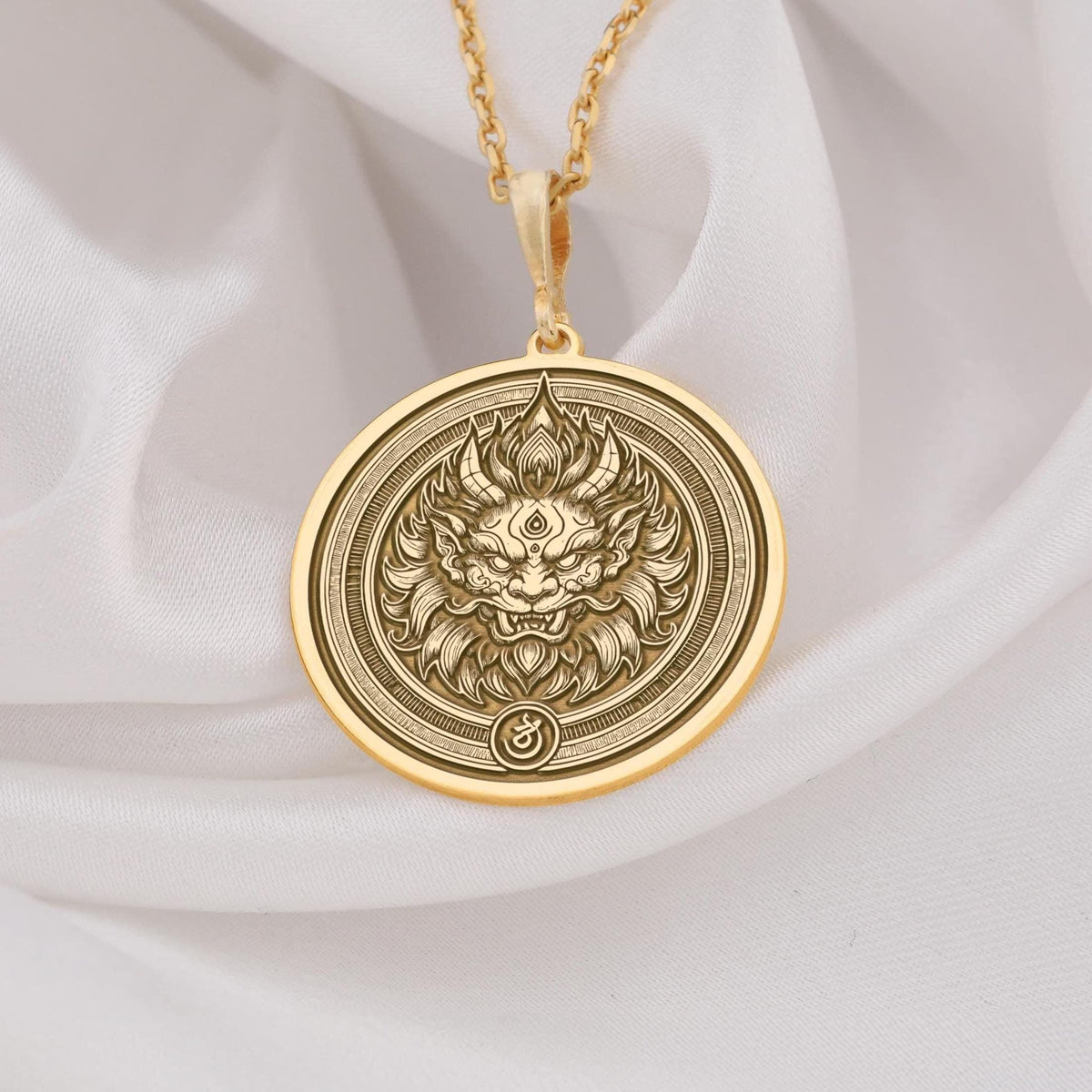 Asura Pendant: 14K Gold with gold asura hindu demon spiritual amulet talisman amulet - View 153