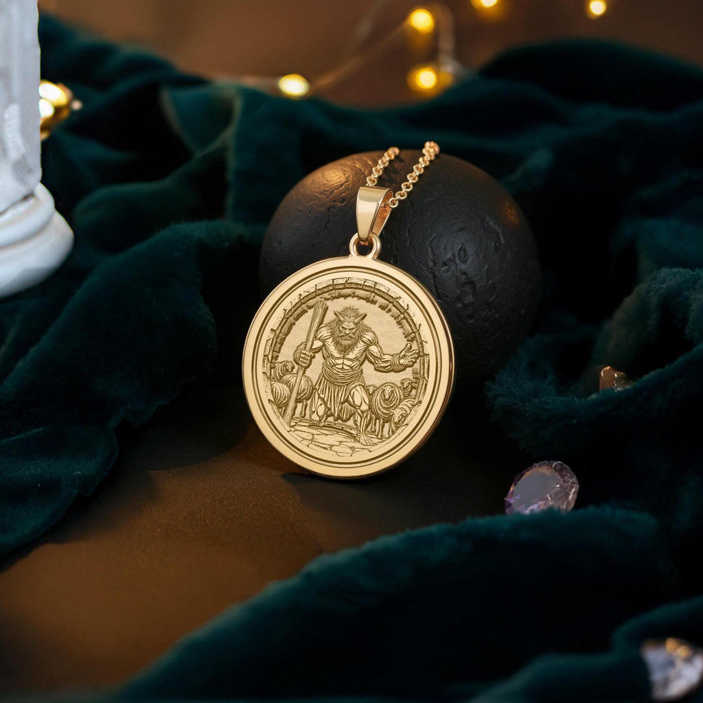Polyphemus Pendant Necklace: 14K Gold Greek Cyclops, Monster Lore Jewelry - View 214