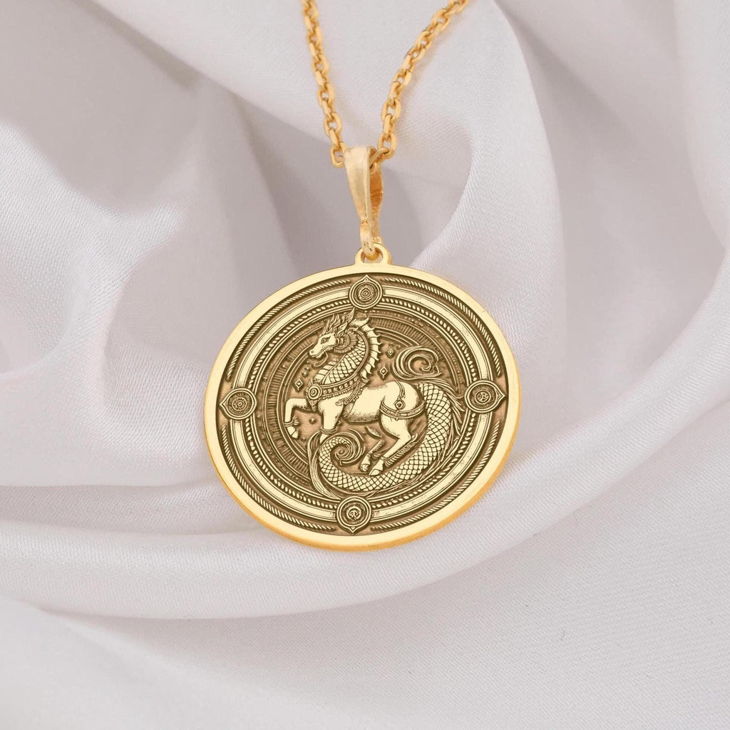 Sleipnir Pendant: 14K Gold with sleipnir necklace real gold sleipnir wayfinder runic - View 48