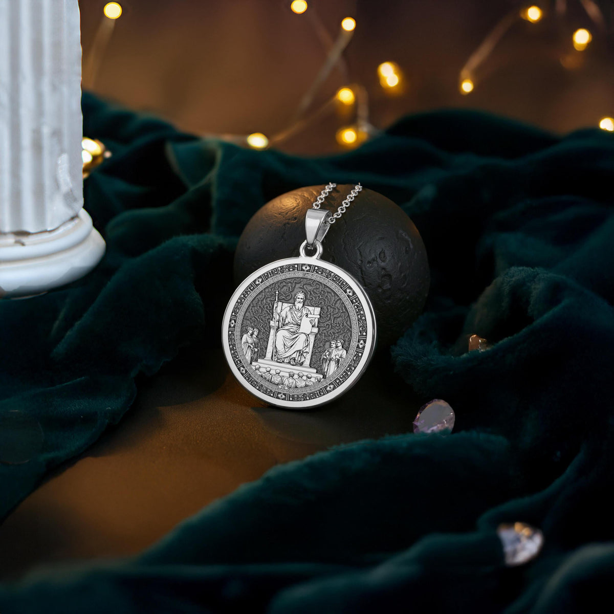 Minos Pendant Necklace: 14K Gold Judge of the Dead, Minotaur Myth - View 3