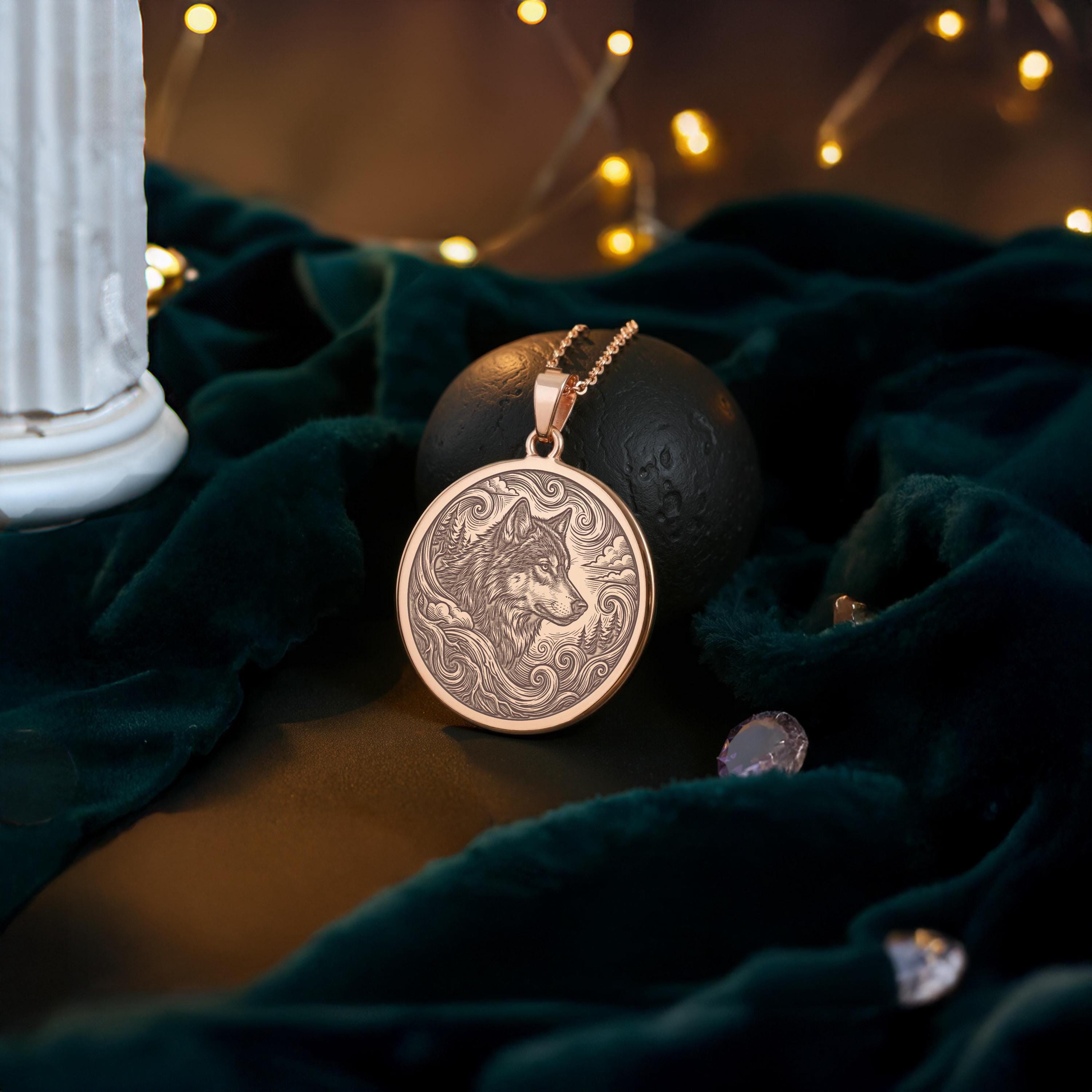 Wolf Necklace: 14K Gold Wild Spirit Pendant - View 6