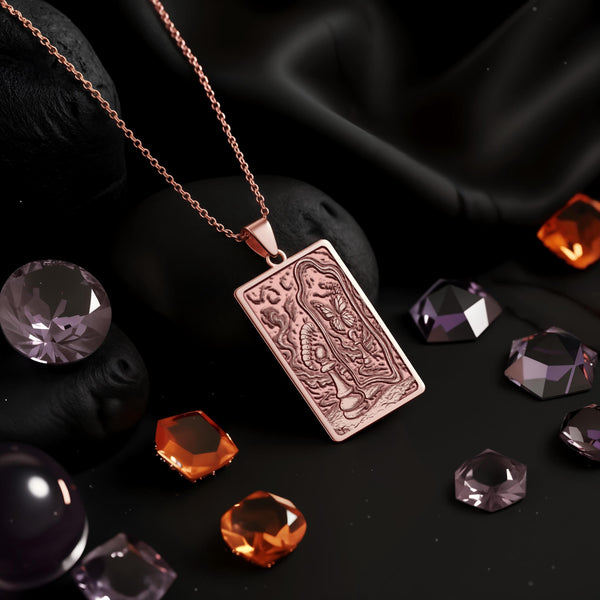 Metamorphosis Necklace: 14K Gold Pawn in Mirror, Art Inspired - View 5