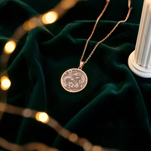 Japanese Dragon Necklace: 14K Gold Ryu Symbol Pendanrt - View 7