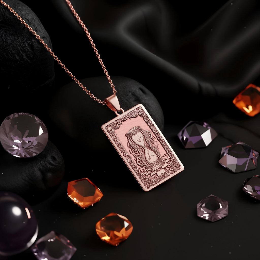 Hourglass Necklace: 14K Gold Sands of Time, Memento Mori - View 5
