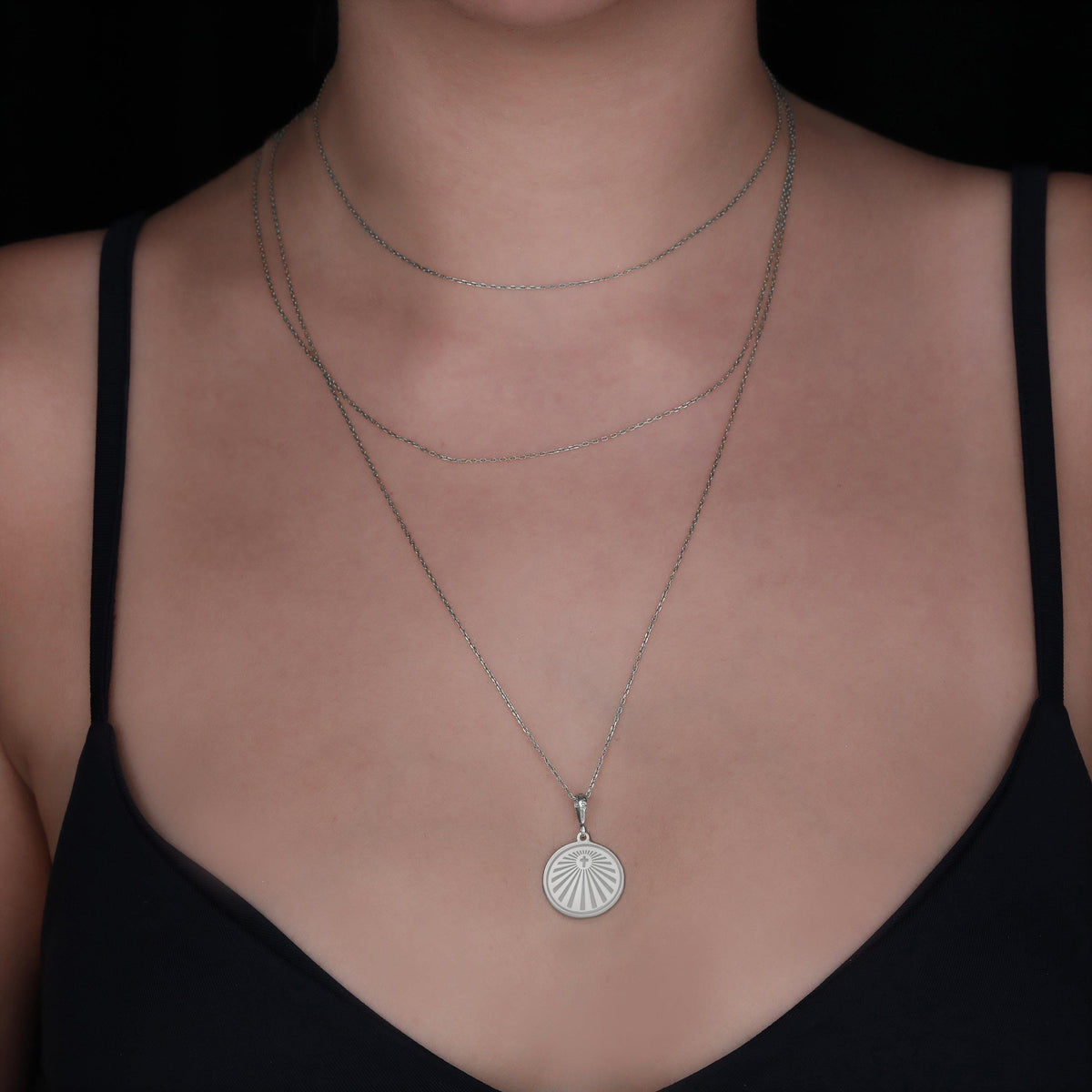 Sterling silver Crux Emblem Tau Cross Necklace: round  Crux Emblem Tau cross with engra...