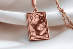 Lovers Tarot Card Necklace: 14K Gold with tarot card rider waite occult arcana talisman - View 214