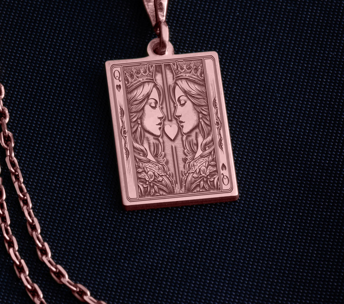 Ace of Queens Pendant: 14K Gold with ace of queens sapphic pride amulet talisman - View 214