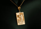 Hermit Figure Necklace Necklaces 14K 14K Gold Plated pendant necklace featuring an engraved portrait of The Hermit.