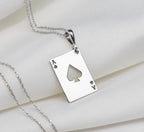 Ace of Spades Necklace: 14K Gold with ace of spades gift poker necklace occult arcana - View 214