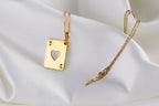 Queen of Hearts Necklace: 14K Gold with poker necklace queen hearts talisman amulet - View 158